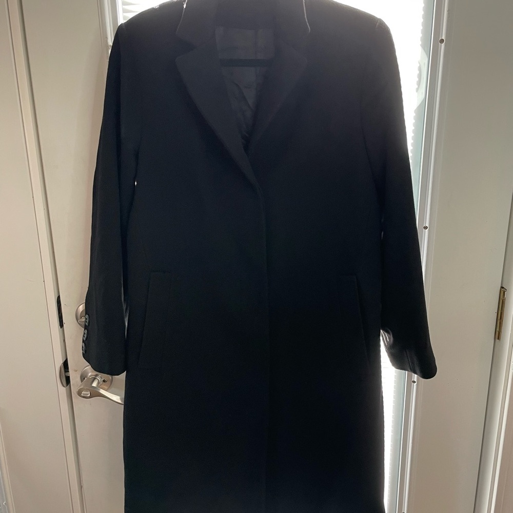 Vintage Oak Hall Memphis L 12/14 Fleurette Pea Coat Black Cashmere Merino Wool